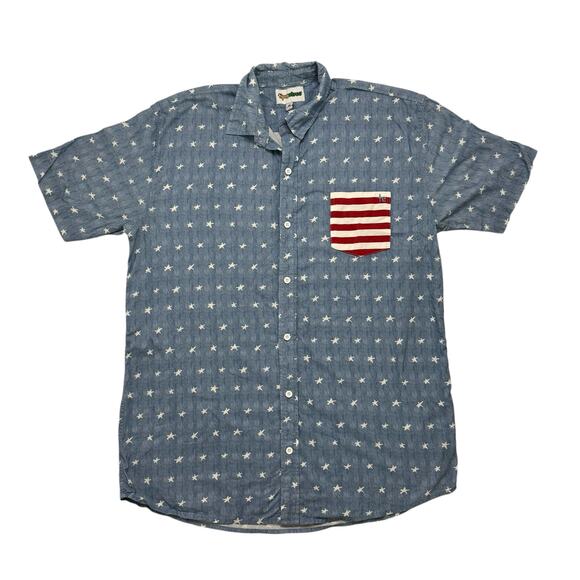 TIPSY ELVES American Pride Stars & Stripes Button Up Shirt Sz XXL Mens Blue Red - Picture 1 of 6